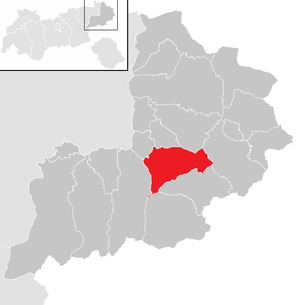 Lage der Gemeinde Kitzbühel im Bezirk Kitzbühel (anklickbare Karte)