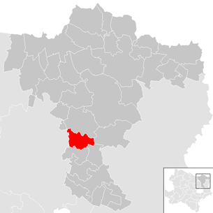 Lage der Gemeinde Kreuzstetten im Bezirk Mistelbach (anklickbare Karte)
