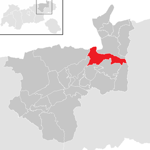 Lage der Gemeinde Kufstein im Bezirk Kufstein (anklickbare Karte)