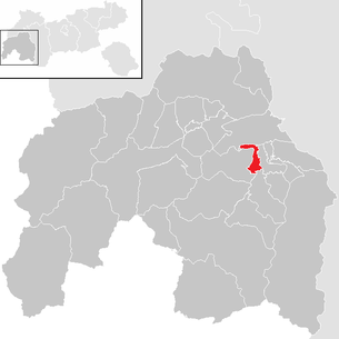 Lage der Gemeinde Ladis im Bezirk Landeck (anklickbare Karte)