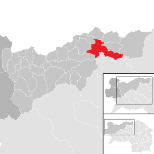 Lage der Gemeinde Landl im Bezirk Liezen (anklickbare Karte)