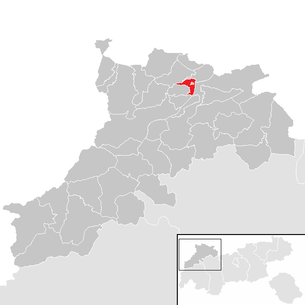 Lage der Gemeinde Lechaschau im Bezirk Reutte (anklickbare Karte)