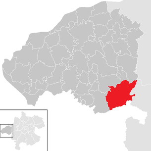 Lage der Gemeinde Lengau im Bezirk Braunau am Inn (anklickbare Karte)