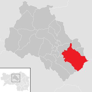Lage der Gemeinde Leoben im Bezirk Leoben (anklickbare Karte)