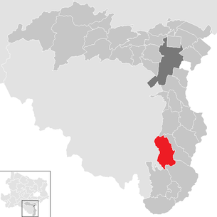 Lage der Gemeinde Lichtenegg (Niederösterreich) im Bezirk Wiener Neustadt-Land (anklickbare Karte)