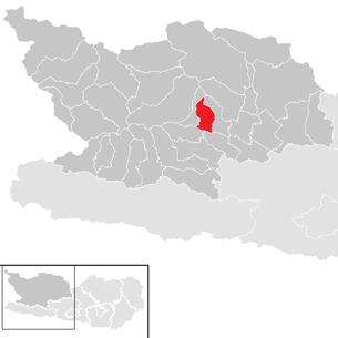 Lage der Gemeinde Lurnfeld im Bezirk Spittal an der Drau (anklickbare Karte)