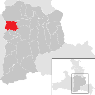 Lage der Gemeinde Mühlbach am Hochkönig im Bezirk St. Johann im Pongau (anklickbare Karte)
