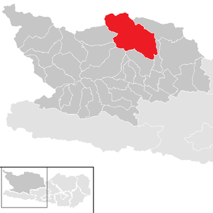 Lage der Gemeinde Malta (Kärnten) im Bezirk Spittal an der Drau (anklickbare Karte)