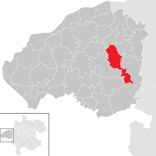 Lage der Gemeinde Maria Schmolln im Bezirk Braunau am Inn (anklickbare Karte)