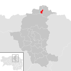 Lage der Gemeinde Mariazell im Bezirk Bruck an der Mur (anklickbare Karte)