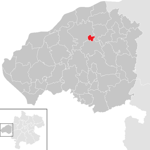 Lage der Gemeinde Mauerkirchen im Bezirk Braunau am Inn (anklickbare Karte)
