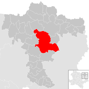 Lage der Gemeinde Mistelbach (Niederösterreich) im Bezirk Mistelbach (anklickbare Karte)