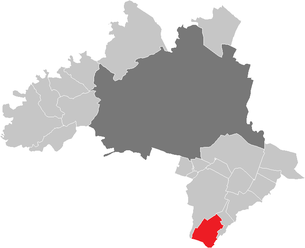 Lage der Gemeinde Moosbrunn im Bezirk Wien-Umgebung (anklickbare Karte)