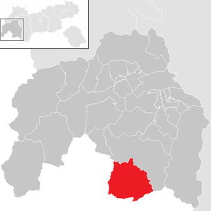 Lage der Gemeinde Nauders im Bezirk Landeck (anklickbare Karte)
