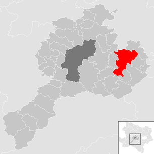 Lage der Gemeinde Neulengbach im Bezirk Sankt Pölten-Land (anklickbare Karte)