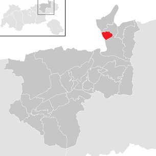 Lage der Gemeinde Niederndorf im Bezirk Kufstein (anklickbare Karte)