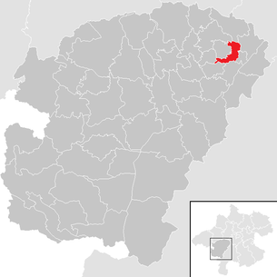 Lage der Gemeinde Oberndorf bei Schwanenstadt im Bezirk  Vöcklabruck (anklickbare Karte)