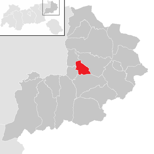 Lage der Gemeinde Oberndorf in Tirol im Bezirk Kitzbühel (anklickbare Karte)