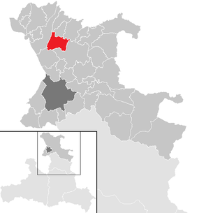 Lage der Gemeinde Obertrum am See im Bezirk St. Johann im Pongau (anklickbare Karte)