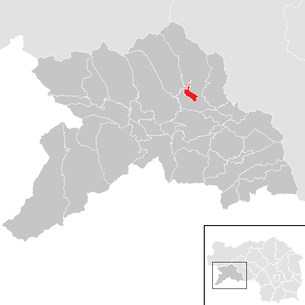 Lage der Gemeinde Oberwölz Stadt im Bezirk Murau (anklickbare Karte)