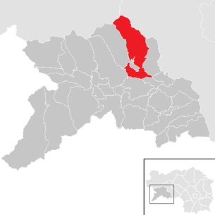 Lage der Gemeinde Oberwölz Umgebung im Bezirk Murau (anklickbare Karte)