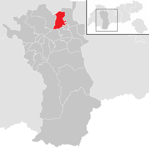 Lage der Gemeinde Obsteig im Bezirk Imst (anklickbare Karte)