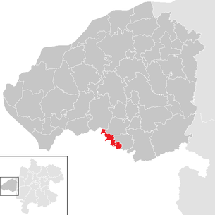Lage der Gemeinde Perwang am Grabensee im Bezirk Braunau am Inn (anklickbare Karte)
