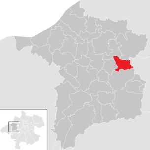 Lage der Gemeinde Peterskirchen im Bezirk Ried im Innkreis (anklickbare Karte)