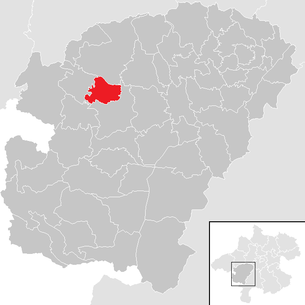 Lage der Gemeinde Pfaffing (Oberösterreich) im Bezirk  Vöcklabruck (anklickbare Karte)