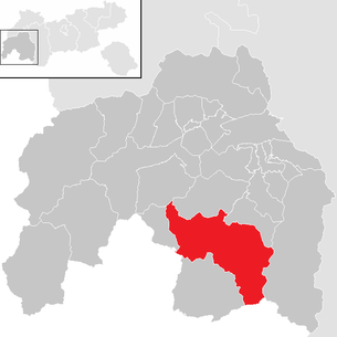 Lage der Gemeinde Pfunds im Bezirk Landeck (anklickbare Karte)