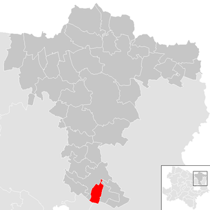 Lage der Gemeinde Pillichsdorf im Bezirk Mistelbach (anklickbare Karte)