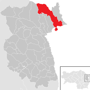 Lage der Gemeinde Pinggau im Bezirk Feldbach (anklickbare Karte)