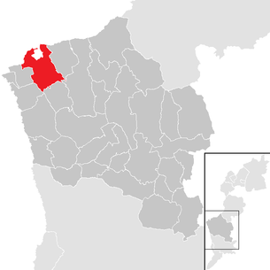 Lage der Gemeinde Pinkafeld im Bezirk Oberwart (anklickbare Karte)