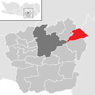 Lage der Gemeinde Poggersdorf im Bezirk Klagenfurt-Land (anklickbare Karte)