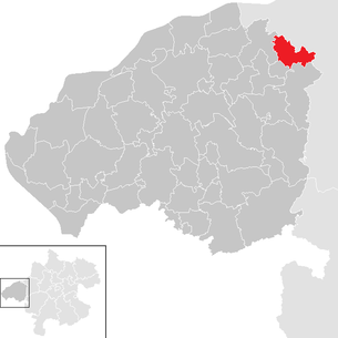 Lage der Gemeinde Polling im Innkreis im Bezirk Braunau am Inn (anklickbare Karte)