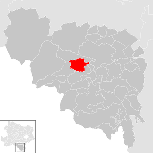 Lage der Gemeinde Prigglitz im Bezirk Neunkirchen (anklickbare Karte)