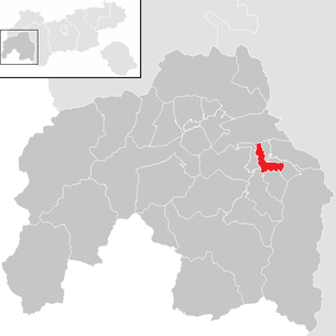 Lage der Gemeinde Prutz im Bezirk Landeck (anklickbare Karte)