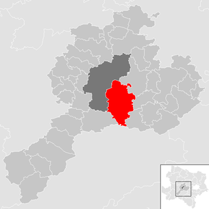 Lage der Gemeinde Pyhra im Bezirk Sankt Pölten-Land (anklickbare Karte)