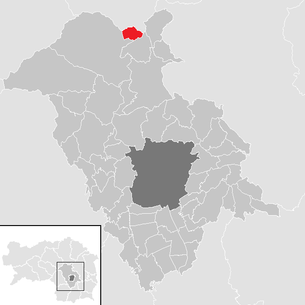 Lage der Gemeinde Röthelstein im Bezirk Graz-Umgebung (anklickbare Karte)