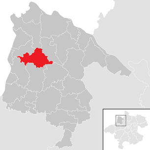 Lage der Gemeinde Rainbach im Innkreis im Bezirk Schärding (anklickbare Karte)