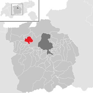 Lage der Gemeinde Reith bei Seefeld im Bezirk Innsbruck Land (anklickbare Karte)