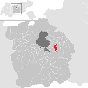Lage der Gemeinde Rinn im Bezirk Innsbruck Land (anklickbare Karte)