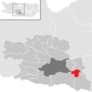 Lage der Gemeinde Rosegg im Bezirk Villach-Land (anklickbare Karte)