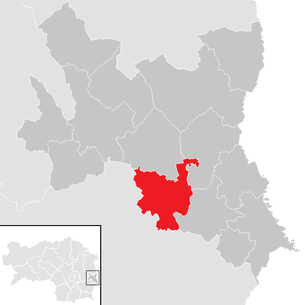 Lage der Gemeinde Söchau im Bezirk Fürstenfeld (anklickbare Karte)