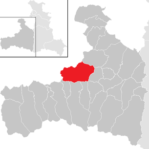 Lage der Gemeinde Saalbach-Hinterglemm im Bezirk Zell am See (anklickbare Karte)