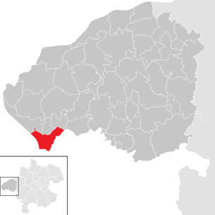 Lage der Gemeinde Sankt Pantaleon im Bezirk Braunau am Inn (anklickbare Karte)