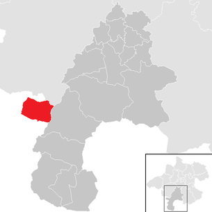 Lage der Gemeinde Sankt Wolfgang im Salzkammergut im Bezirk Gmunden (anklickbare Karte)