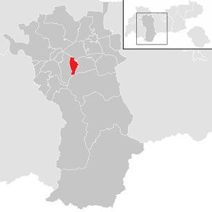 Lage der Gemeinde Sautens im Bezirk Imst (anklickbare Karte)