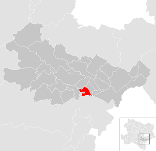 Lage der Gemeinde Schönau an der Triesting im Bezirk Baden (anklickbare Karte)