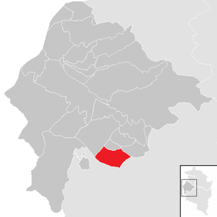Lage der Gemeinde Schlins im Bezirk Feldkirch (anklickbare Karte)